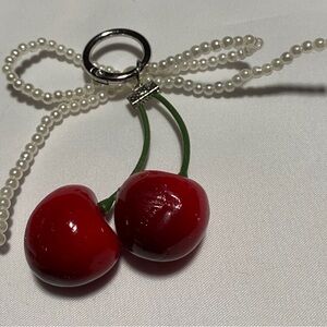 Cherry Purse Charm  with Pearl Accent